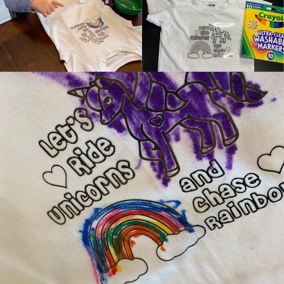 Kid’s Coloring Shirt with Markers - Multiple Designs Available! - Picture 6 of 16